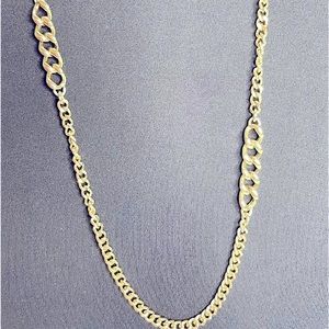 Ann Taylor Gold Tone Shiny Fígaro Italian Link Long Thick Necklace.